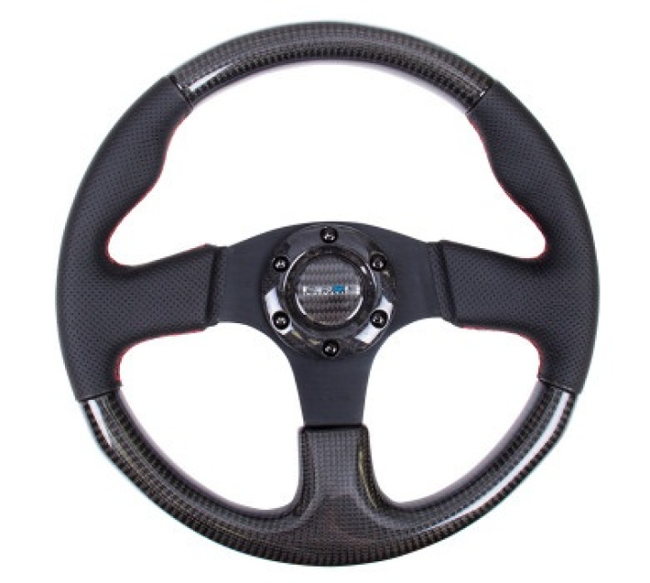 CARBON FIBER STEERING WHEEL 315mm w/ RED STITCHING in the group Interior / Steering Wheels & Hubs / Sports steering wheels & Wooden steering wheels / Sport Steering Wheels at DDESIGN Scandinavia AB (NRG-ST-310CFRS)