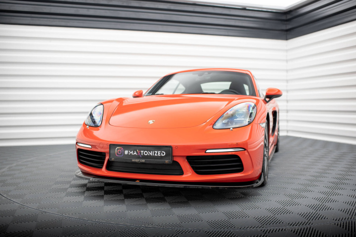 Porsche 718 Cayman 982c 2016+ Front Splitter V.2 Maxton Design in the group Select car model / Porsche / 718 Cayman & Boxster 16+ at DDESIGN Scandinavia AB (PO-CA-718-FD2G)