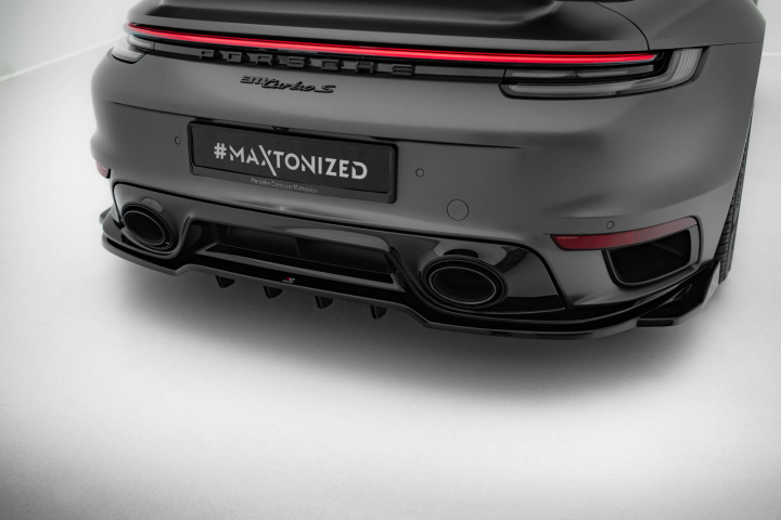 Porsche 911 Turbo S Sport Package 992 2019+ Rear Splitter (with vertical bars) Maxton Design in the group Select car model / Porsche / 992 2018+ at DDESIGN Scandinavia AB (PO911992TURBOSSPORTRD1GRD)