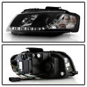 Audi A3 06-08 Projector Headlights DRL - Black Spyder Auto