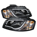 Audi A3 06-08 Projector Headlights Light Tube - DRL - Black Spyder Auto