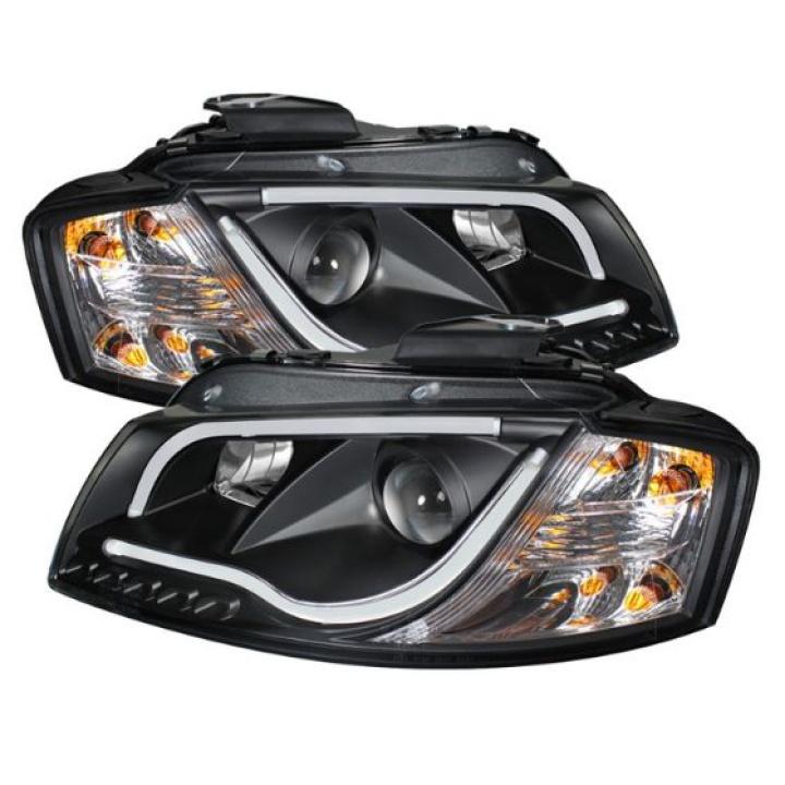 Audi A3 06-08 Projector Headlights Light Tube - DRL - Black Spyder Auto in the group Select car model / Audi / A3 - S3 - RS3 (8P) 2003-2013 / Styling / Lights at DDESIGN Scandinavia AB (PRO-YD-AA306-LTDRL-BK)
