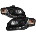 Audi A4 06-08 Projector Headlights DRL - Black Spyder Auto