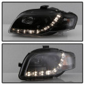 Audi A4 06-08 Projector Headlights DRL - Black Spyder Auto