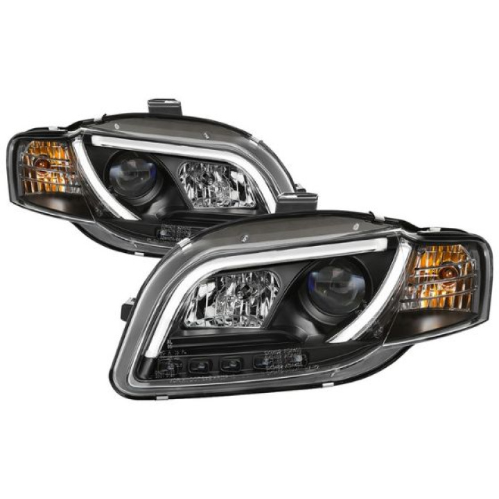 Audi A4 06-08 Projector Headlights - Halogen Model Only ( Not Compatible with Xenon/HID Model ) Light Tube - DRL - Black Spyder Auto in the group Select car model / Audi / A4 - S4 - RS4 (B7) 2004-2008 / Styling at DDESIGN Scandinavia AB (PRO-YD-AA405-LTDRL-G2-BK)