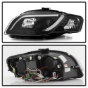 Audi A4 06-08 Projector Headlights - Halogen Model Only ( Not Compatible with Xenon/HID Model ) Light Tube - DRL - Black Spyder Auto