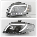 Audi A4 06-08 Projector Headlights - Halogen Model Only ( Not Compatible with Xenon/HID Model ) Light Tube - DRL - Black Spyder Auto