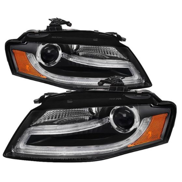 Audi A4 09-12 Projector Headlights DRL LED - Black Spyder Auto in the group Select car model / Audi / A4 - S4 - RS4 (B8) 2007-2014 / Styling / Lights at DDESIGN Scandinavia AB (PRO-YD-AA408-DRL-BK)