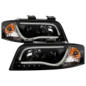 Audi A6 02-04 Projector Headlights - Halogen Model Only ( Not Compatible with Xenon/HID Model ) Light Tube DRL - Black Spyder Auto