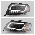 Audi A6 02-04 Projector Headlights - Halogen Model Only ( Not Compatible with Xenon/HID Model ) Light Tube DRL - Black Spyder Auto