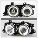 BMW E34 5-Series 89-94 / BMW E32 7-Series 88-92 Projector Headlights - WILL NOT FIT 750 - LED Halo - Chrome Spyder Auto