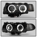 BMW E38 7-Series 99-01 Projector Headlights 1PC - Xenon/HID Model Only LED Halo - Black Spyder Auto