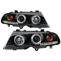 BMW E46 3-Series 00-03 2DR / M3 01-06 2DR 1PC Projector Headlights - LED Halo - LED ( Replaceable LEDs ) - Black Spyder Auto