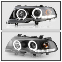 BMW E46 3-Series 00-03 2DR / M3 01-06 2DR 1PC Projector Headlights - LED Halo - LED ( Replaceable LEDs ) - Black Spyder Auto