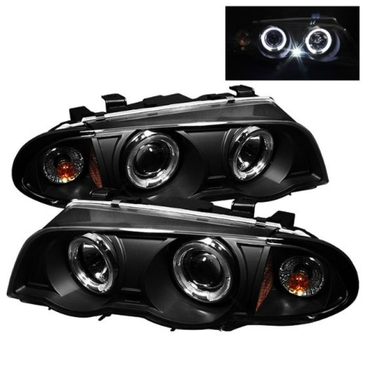 BMW E46 3-Series 99-01 4DR Projector Headlights 1PC - LED Halo - Amber Reflector - Black Spyder Auto in the group Select car model at DDESIGN Scandinavia AB (PRO-YD-BMWE46-4D-HL-AM-BK)
