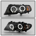 BMW E46 3-Series 02-05 4DR Projector Headlights 1PC - LED Halo - Black Spyder Auto