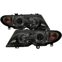 BMW E46 3-Series 02-05 4DR Projector Headlights 1PC - LED Halo - Smoke Spyder Auto
