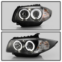 BMW E87 1-Series 08-11 Projector Headlights - LED Halo - Black Spyder Auto