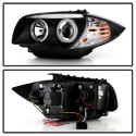 BMW E87 1-Series 08-11 Projector Headlights - LED Halo - Black Spyder Auto