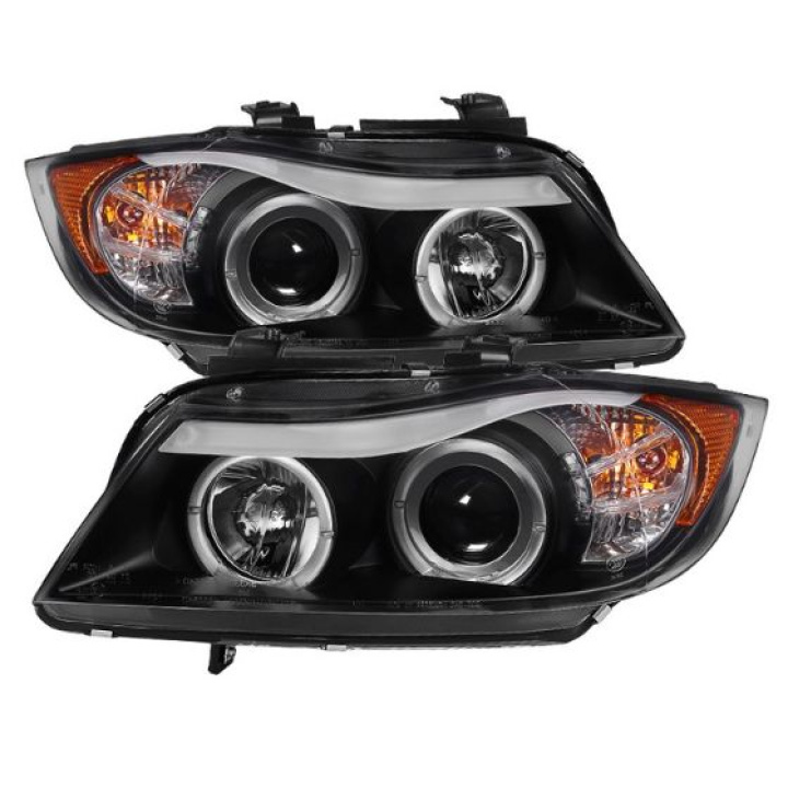 BMW E90 3-Series 06-08 4DR Projector Headlights - LED Halo - Amber Reflector - Replaceable Eyebrow Bulb - Black Spyder Auto in the group Select car model / BMW / 3-series (E90-E91) 2005-2012 / Styling / Lights at DDESIGN Scandinavia AB (PRO-YD-BMWE9005-AM-BK)