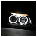 BMW E90 3-Series 06-08 4DR Projector Headlights - LED Halo - Amber Reflector - Replaceable Eyebrow Bulb - Black Spyder Auto