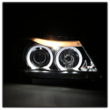 BMW E90 3-Series 06-08 4DR Projector Headlights - LED Halo - Amber Reflector - Replaceable Eyebrow Bulb - Smoke- Spyder Auto