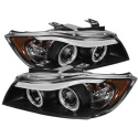 BMW E90 3-Series 06-08 4DR Projector Headlights - CCFL Halo -Replaceable Eyebrow Bulb - Black- Spyder Auto