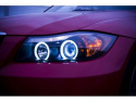 BMW E90 3-Series 06-08 4DR Projector Headlights - CCFL Halo -Replaceable Eyebrow Bulb - Black- Spyder Auto