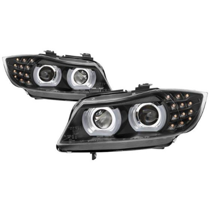 BMW E90 / E91 3-Series 09-12 Projector Headlights - LED Halo (Not Compatible With Halogen Model Not Compatible With HID Model Without AFS) - Black Spyder Auto in the group Select car model / BMW / 3-series (E90-E91) 2005-2012 / Styling / Lights at DDESIGN Scandinavia AB (PRO-YD-BMWE9009-AFSHID-BK)