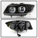 BMW E90 / E91 3-Series 09-12 Projector Headlights - LED Halo - Black Spyder Auto