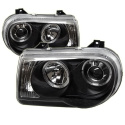 Chrysler 300C 05-10 Projector Headlights - LED Halo - LED ( Replaceable LEDs ) - Black - Spyder Auto