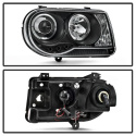 Chrysler 300C 05-10 Projector Headlights - LED Halo - LED ( Replaceable LEDs ) - Black - Spyder Auto