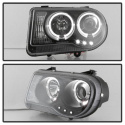Chrysler 300C 05-10 Projector Headlights - LED Halo - LED ( Replaceable LEDs ) - Black - Spyder Auto
