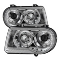 Chrysler 300C 05-10 Projector Headlights - LED Halo - LED ( Replaceable LEDs ) - Chrome - Spyder Auto