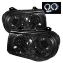 Chrysler 300C 05-10 Projector Headlights - LED Halo - LED ( Replaceable LEDs ) - Smoke - Spyder Auto