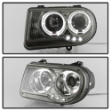 Chrysler 300C 05-10 Projector Headlights - LED Halo - LED ( Replaceable LEDs ) - Smoke - Spyder Auto
