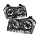 Chrysler 300 05-08 Projector Headlights - LED Halo - LED ( Replaceable LEDs ) - Black - Spyder Auto