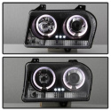 Chrysler 300 05-08 Projector Headlights - LED Halo - LED ( Replaceable LEDs ) - Black - Spyder Auto