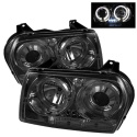 Chrysler 300 05-08 Projector Headlights - LED Halo - LED ( Replaceable LEDs ) - Smoke - Spyder Auto