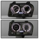 Chrysler 300 05-08 Projector Headlights - LED Halo - LED ( Replaceable LEDs ) - Smoke - Spyder Auto