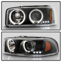 GMC Sierra 1500/2500/3500 99-06 LED Halo - LED ( Replaceable LEDs ) - Black - High 9005 (Not Included) - Low 9006 (Included) Spyder Auto