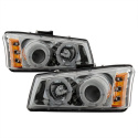 Chevy Silverado 1500/2500/3500 03-06 / Silverado / Avalanche LED Halo - LED ( Replaceable LEDs ) - Amber Reflector - Chrome - Hi Spyder Auto
