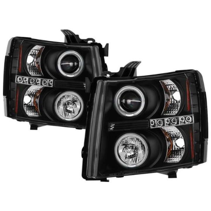 Chevy Silverado 1500/2500/3500 07-13 Projector Headlights - CCFL Halo - LED ( Replaceable LEDs ) - Black Spyder Auto in the group Select car model / Chevrolet / Other models & Engines at DDESIGN Scandinavia AB (PRO-YD-CS07-CCFL-BK)