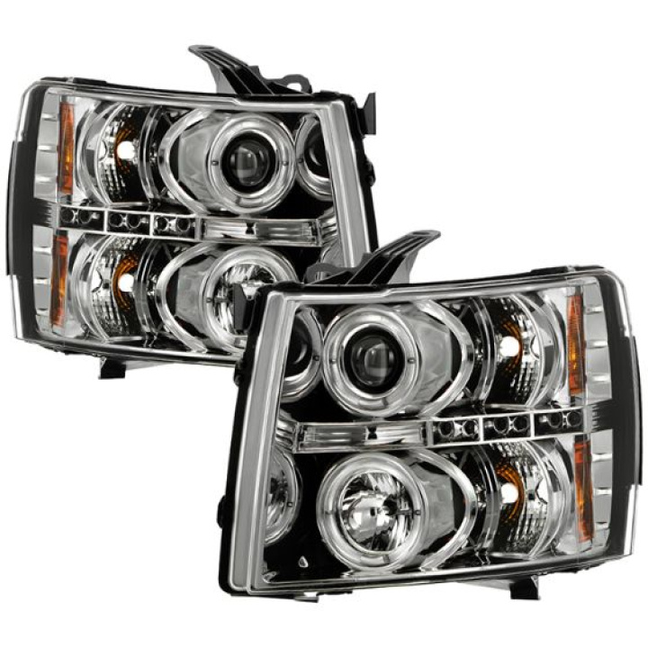 Chevy Silverado 1500/2500/3500 07-13 Projector Headlights - LED Halo - LED ( Replaceable LEDs ) - Chrome Spyder Auto in the group Select car model / Chevrolet / Other models & Engines at DDESIGN Scandinavia AB (PRO-YD-CS07-HL-C)