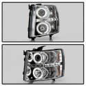 Chevy Silverado 1500/2500/3500 07-13 Projector Headlights - LED Halo - LED ( Replaceable LEDs ) - Chrome Spyder Auto