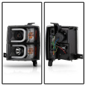 Chevy Silverado 1500 14-16 Projector Headlights - Light Bar DRL - Black Spyder Auto