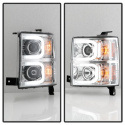Chevy Silverado 1500 14-16 Projector Headlights - Light Bar DRL - Chrome Spyder Auto