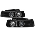 Chevy Silverado 1500/2500 99-02LED Halo - LED ( Replaceable LEDs ) - Black - High 9005 (Not Included) - Low H1 (Included) Spyder Auto
