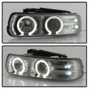 Chevy Silverado 1500/2500 99-02LED Halo - LED ( Replaceable LEDs ) - Smoke - High 9005 (Not Included) - Low H1 (Included) Spyder Auto
