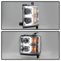 Chevy Silverado 2014-2016 2500/3500 HD Projector Headlights - Light Bar DRL - Chrome Spyder Auto